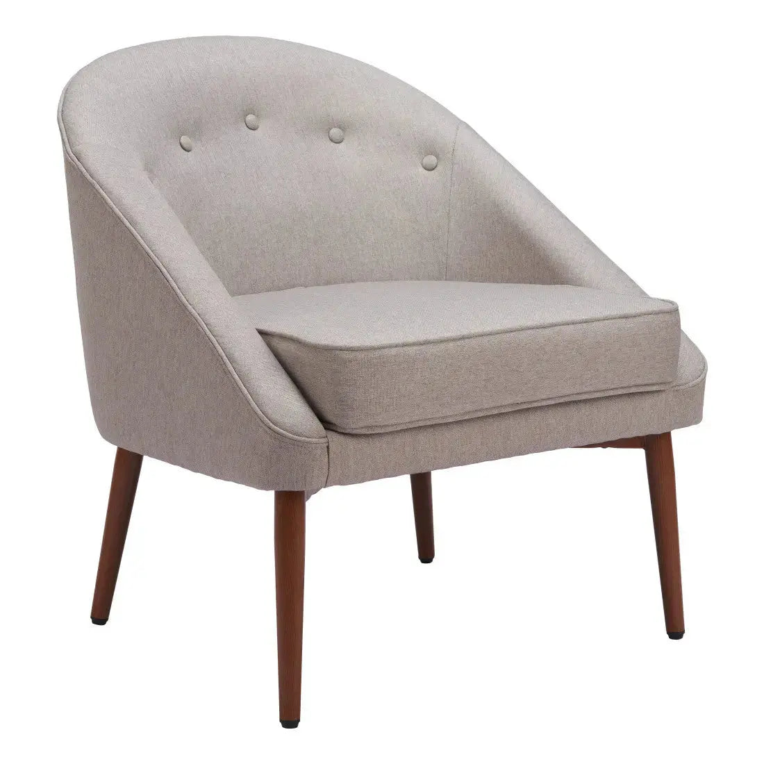 28" Gray And Brown Fabric And Upholstered Tufted Barrel Chair Homeroots Living Room