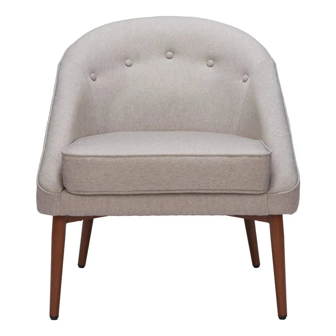 28" Gray And Brown Fabric And Upholstered Tufted Barrel Chair Homeroots Living Room