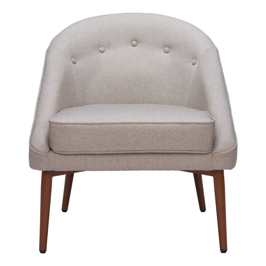 28" Gray And Brown Fabric And Upholstered Tufted Barrel Chair Homeroots Living Room