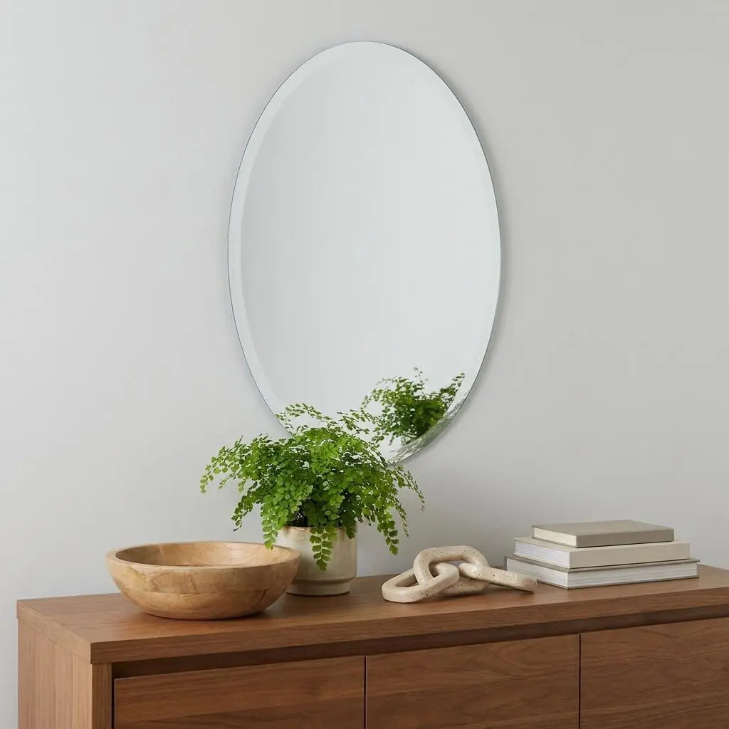 28" Gray Round Unframed Accent Mirror Homeroots Bed & Bath