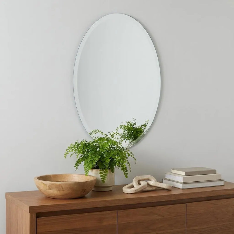 28" Gray Round Unframed Accent Mirror Homeroots Bed & Bath