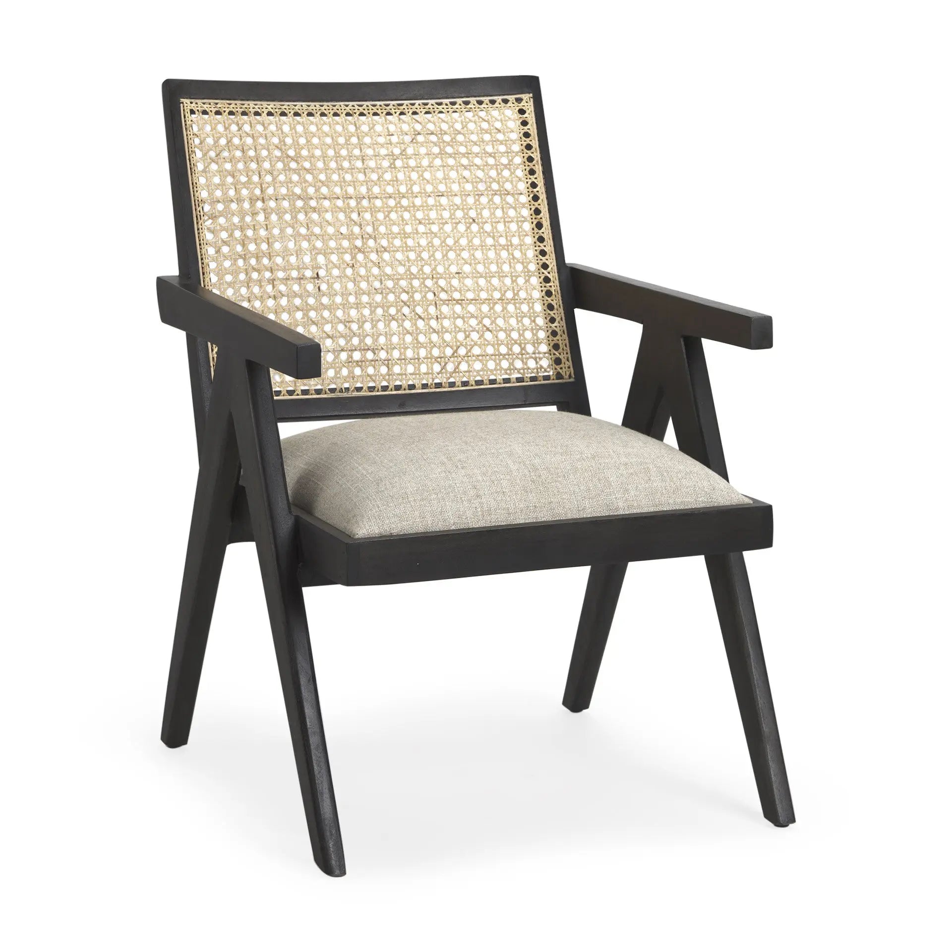 28" Gray and Black Linen and Solid Wood Arm Chair Homeroots Living Room