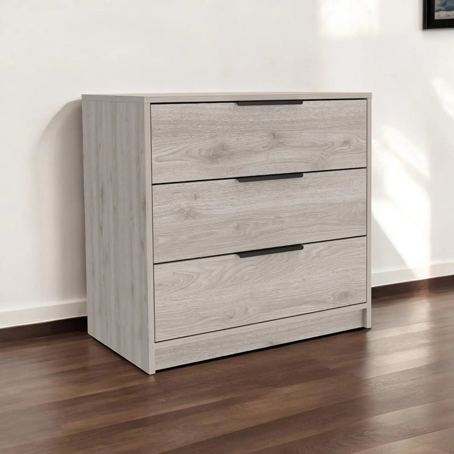 28" Light Gray Three Drawer Dresser Homeroots Bed & Bath