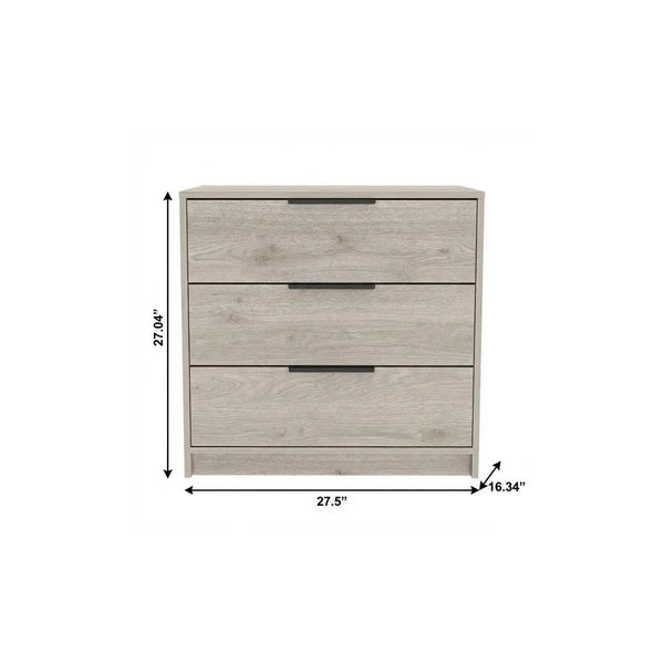 28" Light Gray Wood Three Drawer Dresser Homeroots Bed & Bath