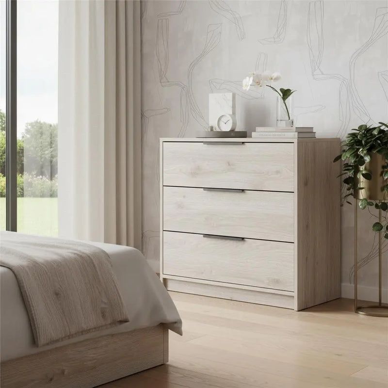 28" Light Gray Wood Three Drawer Dresser Homeroots Bed & Bath