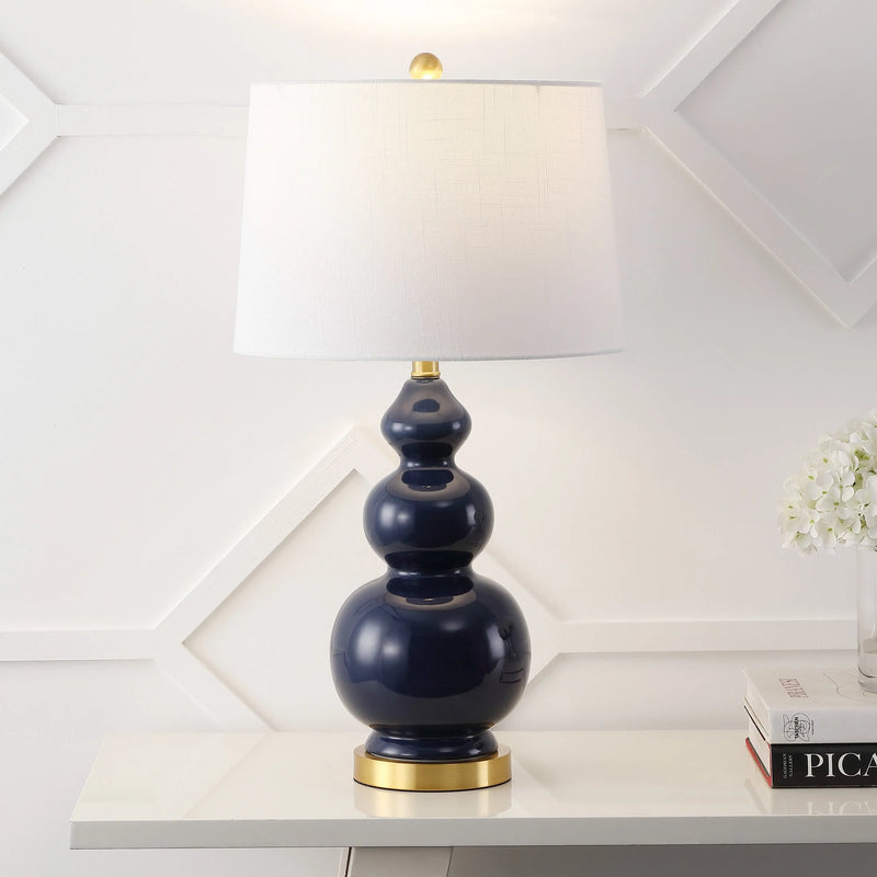 28" Navy Blue And Gold Novelty Table Lamp With Empire Shade Homeroots Lighting