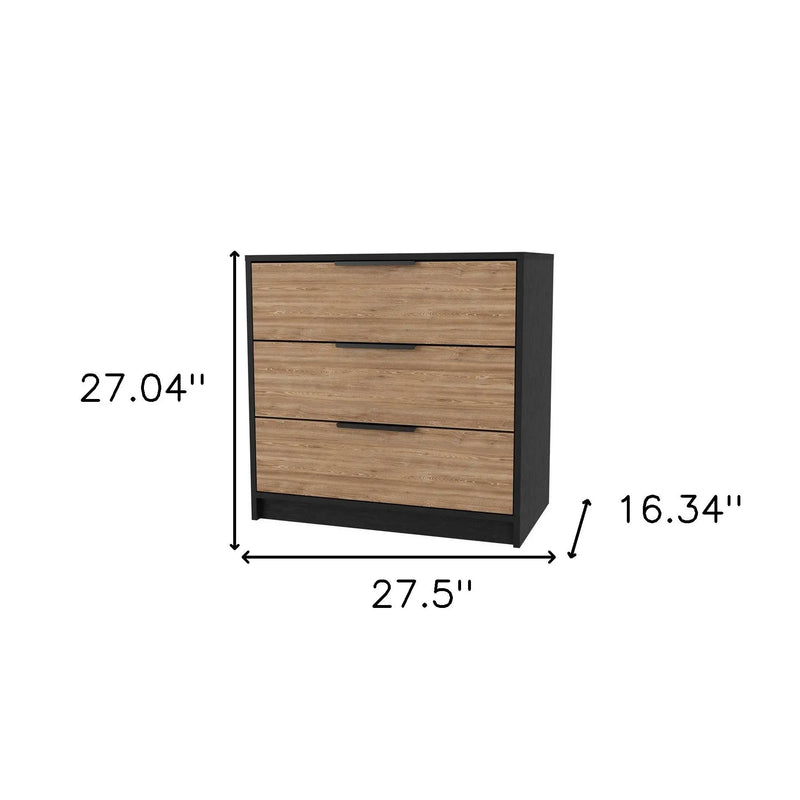 28" Oak Three Drawer Dresser Homeroots Bed & Bath