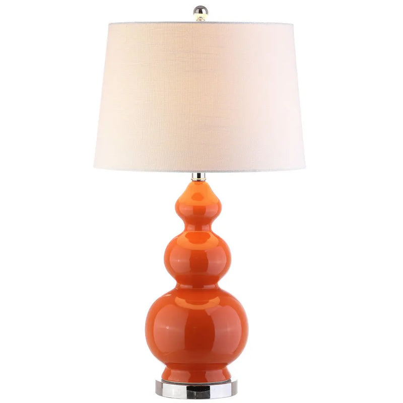 28" Orange And Silver Novelty Table Lamp With Drum Shade Homeroots Lighting