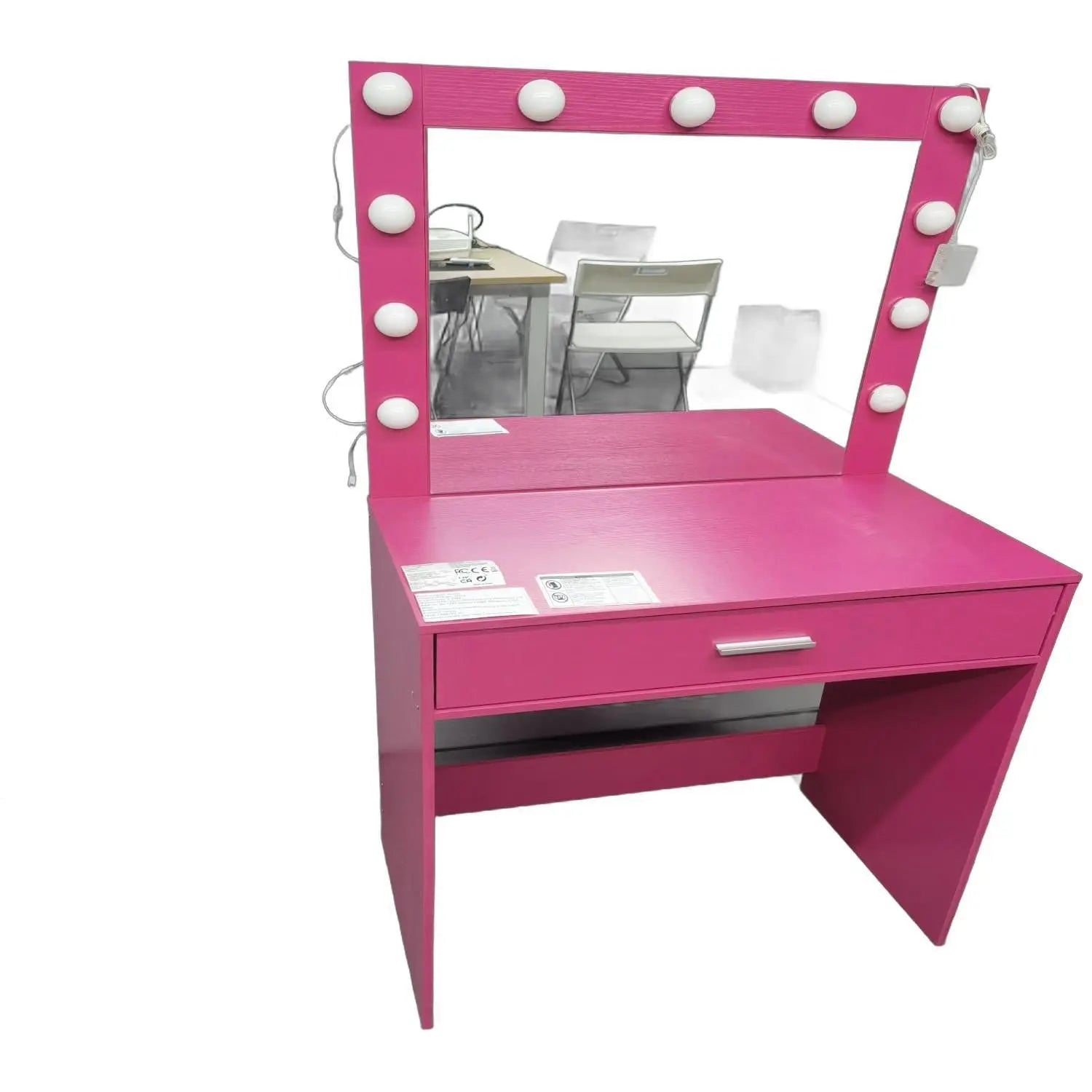 28" Pink Wood Mirrored Vanity Table Homeroots Living Room
