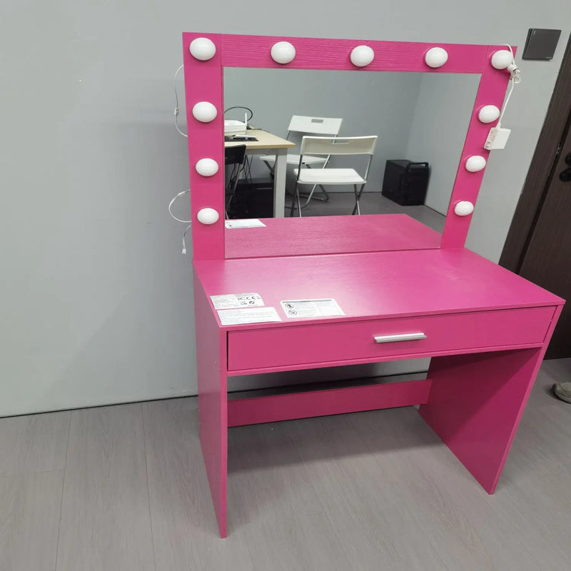 28" Pink Wood Mirrored Vanity Table Homeroots Living Room