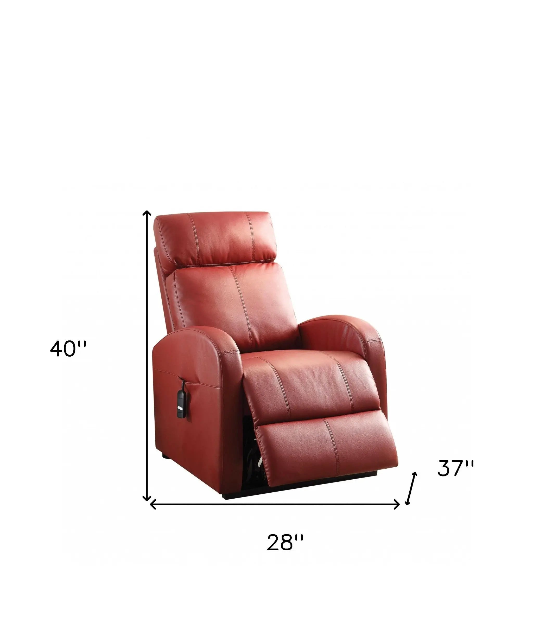 28" Red Tufted Faux Leather Power Lift Assist Recliner Homeroots Living Room