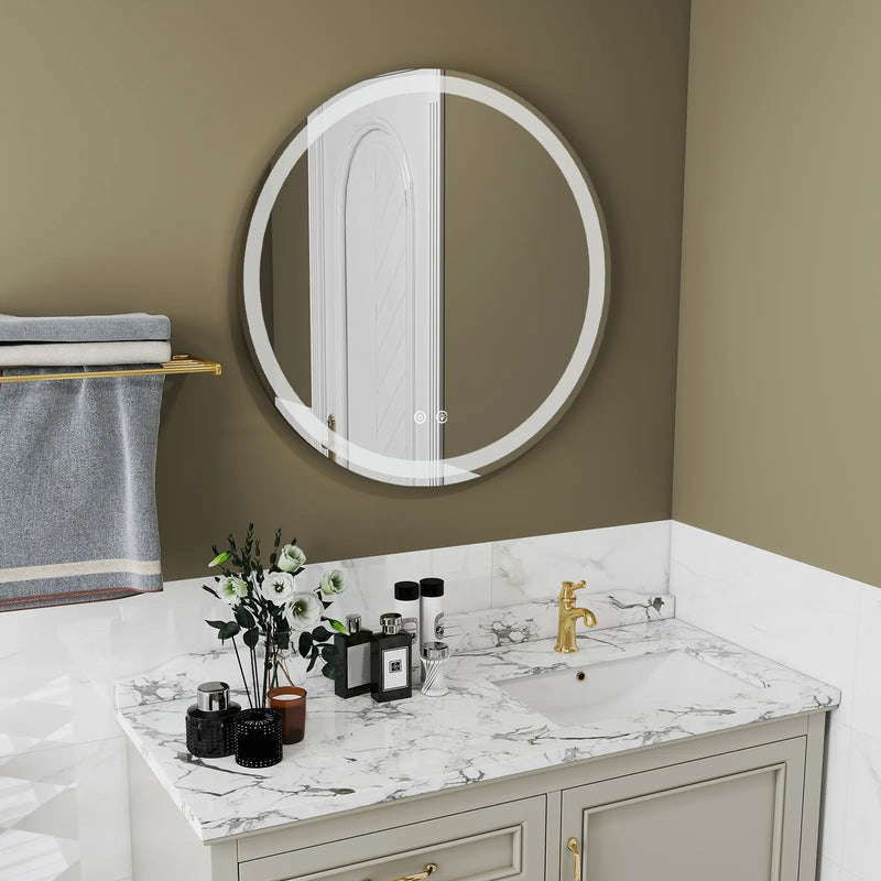 28" Round Lighted Frameless Anti Fog Bathroom Vanity Mirror Homeroots Bed & Bath