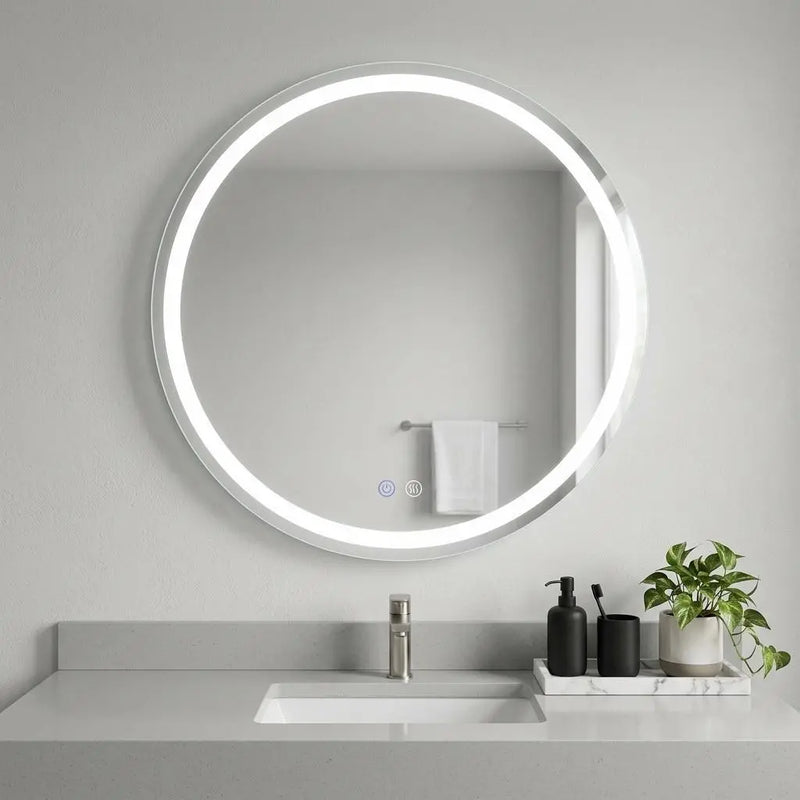28" Round Lighted Frameless Anti Fog Bathroom Vanity Mirror Homeroots Bed & Bath