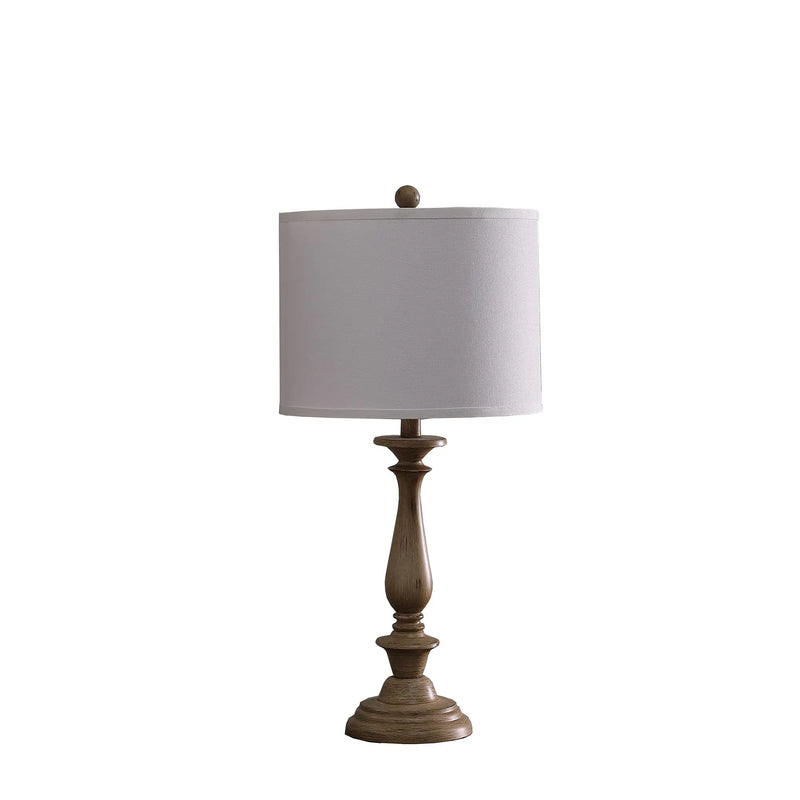 28" Rustic Taupe Cream Candlestick Table Lamp With White Shade Homeroots Lighting