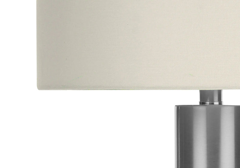 28" Silver Acrylic Cylinder Table Lamp With Ivory Drum Shade Homeroots Lighting