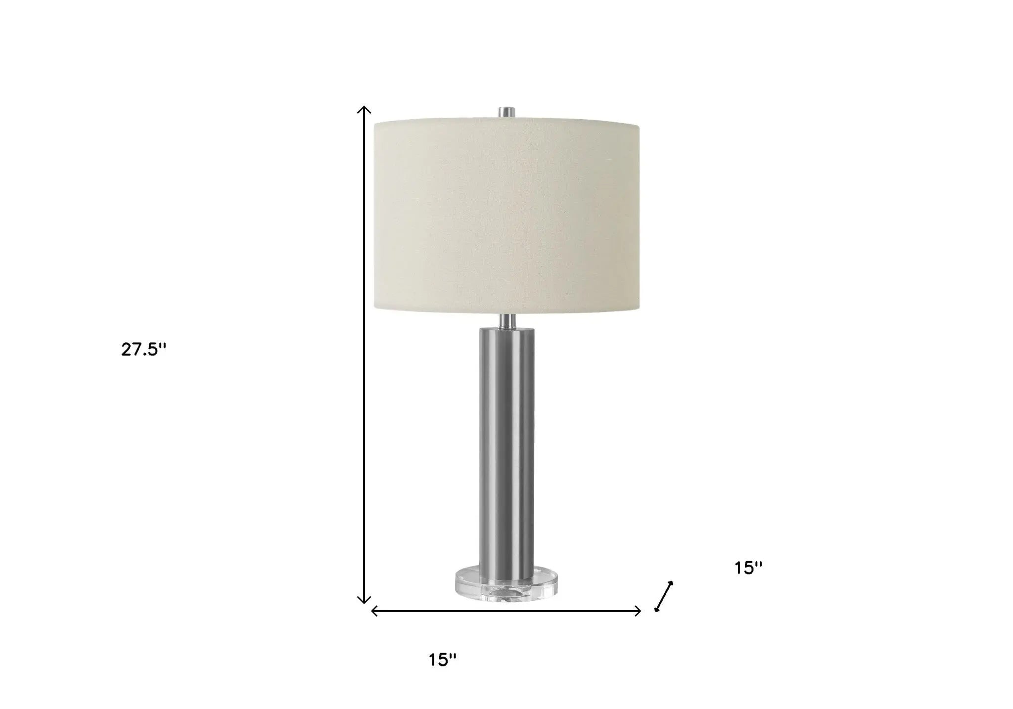 28" Silver Acrylic Cylinder Table Lamp With Ivory Drum Shade Homeroots Lighting