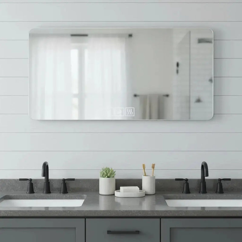 28" Silver Lighted Frameless Bathroom Vanity Mirror Homeroots Bed & Bath