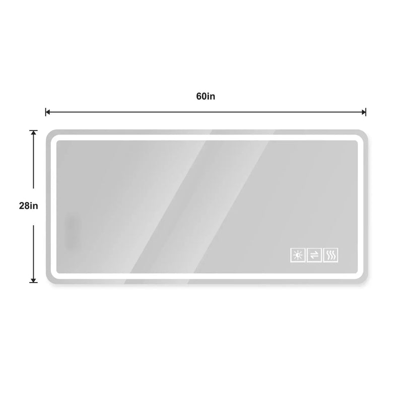 28" Silver Lighted Frameless Bathroom Vanity Mirror Homeroots Bed & Bath