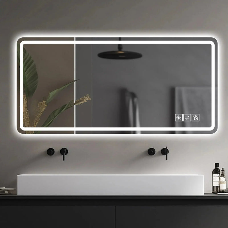 28" Silver Lighted Frameless Bathroom Vanity Mirror Homeroots Bed & Bath
