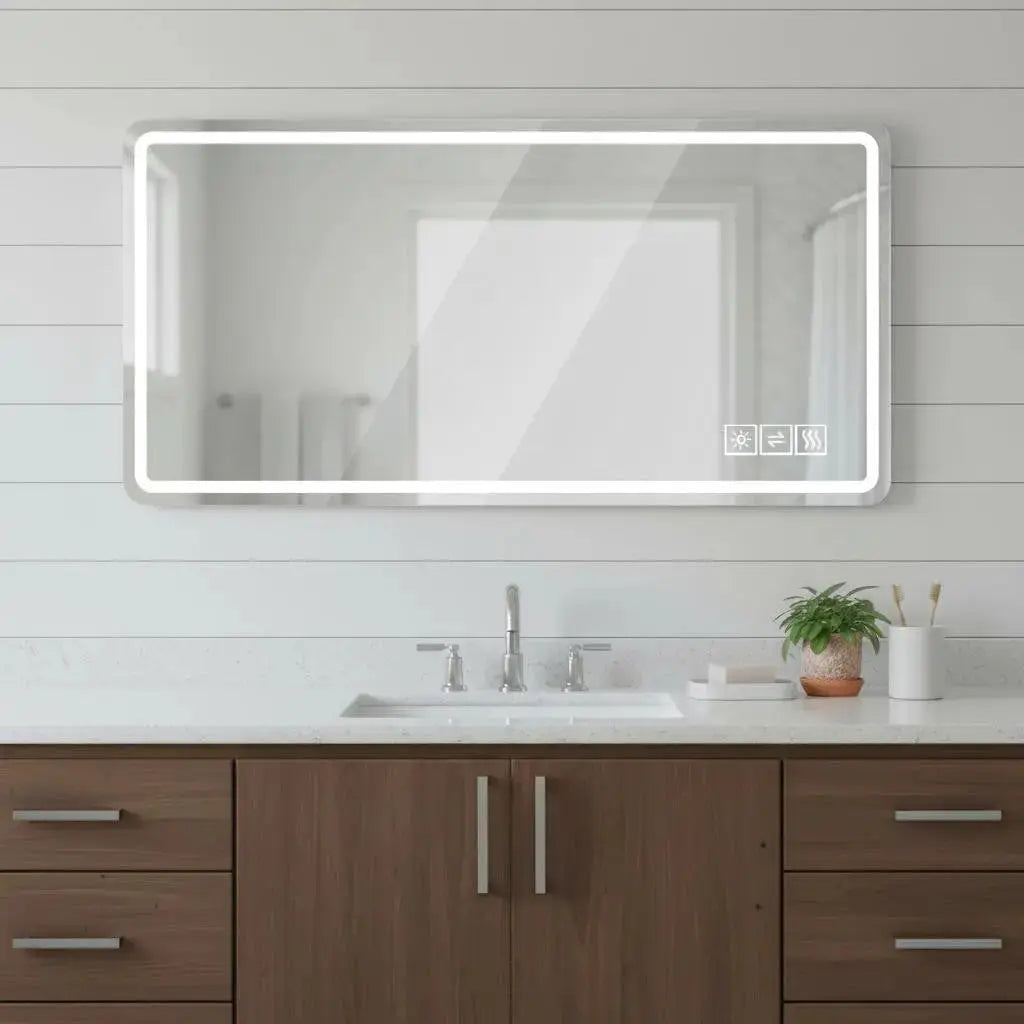 28" Silver Lighted Frameless Bathroom Vanity Mirror Homeroots Bed & Bath