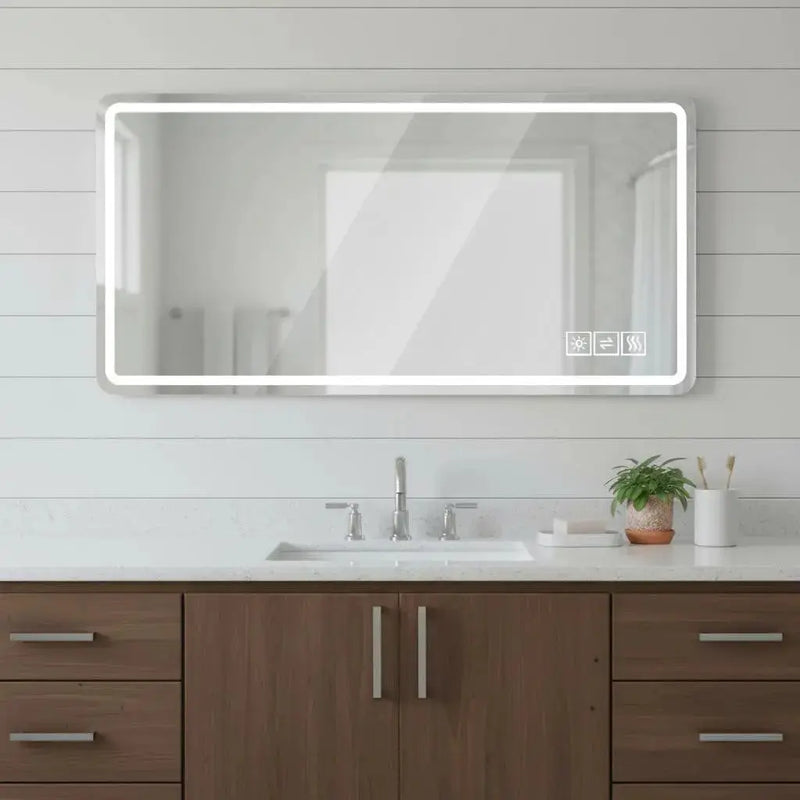 28" Silver Lighted Frameless Bathroom Vanity Mirror Homeroots Bed & Bath