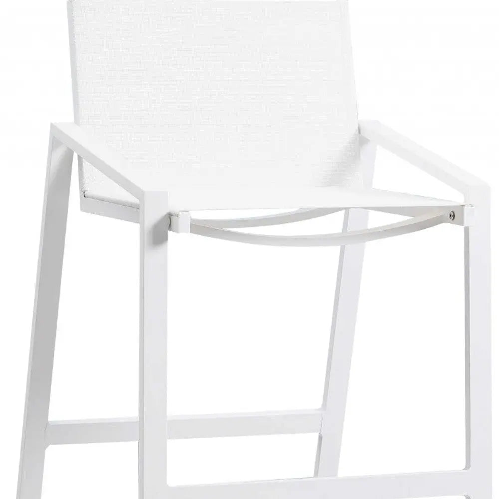 28" White Iron and Stainless Steel Counter Height Bar Chair Homeroots Living Room