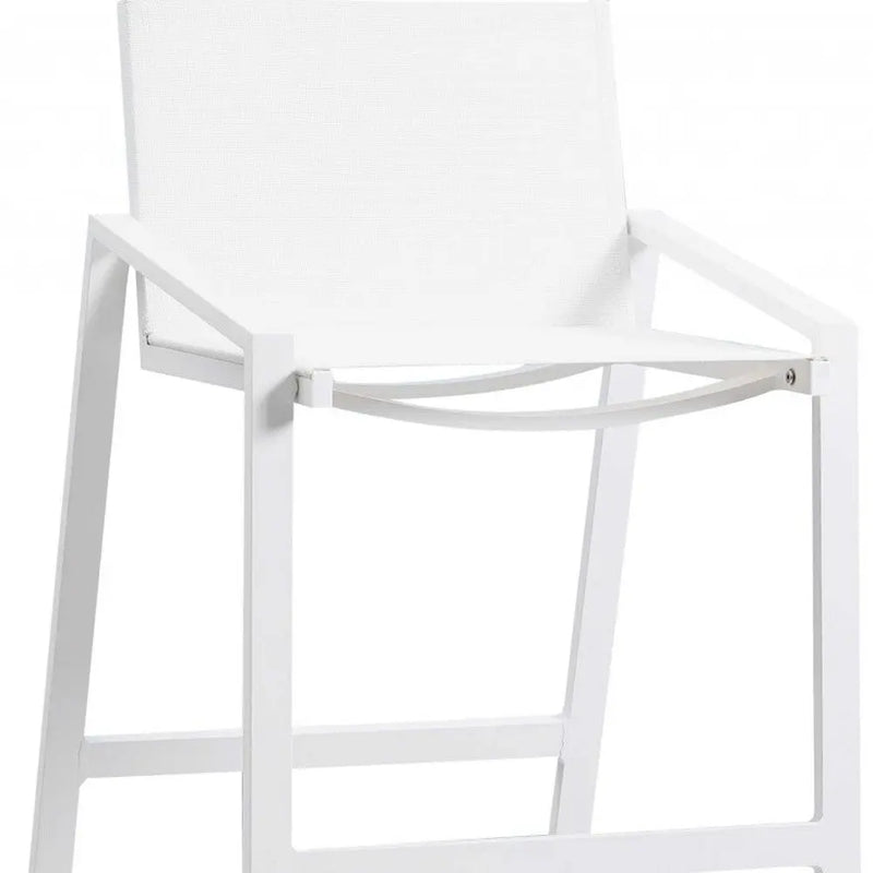 28" White Iron and Stainless Steel Counter Height Bar Chair Homeroots Living Room