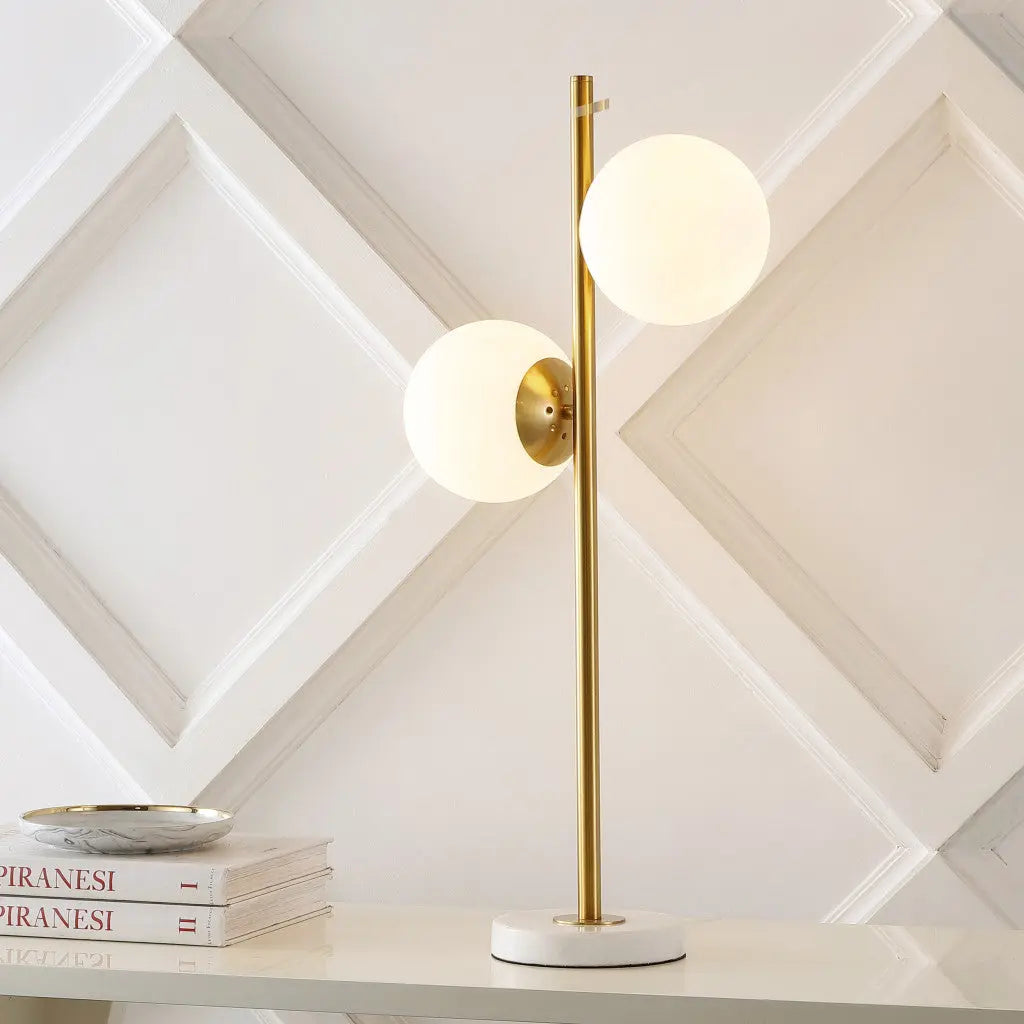 28" White Table Lamp With Globe Shade Homeroots Lighting