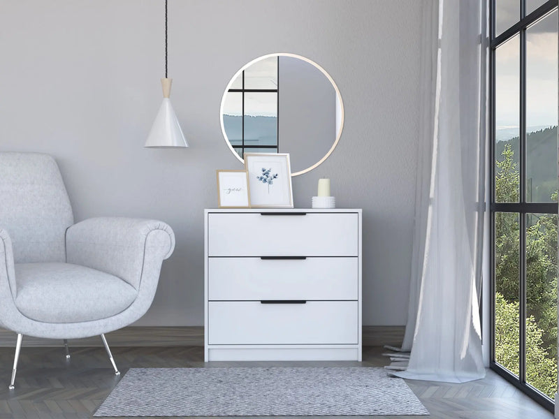 28" White Three Drawer Standard Chest Homeroots Bed & Bath