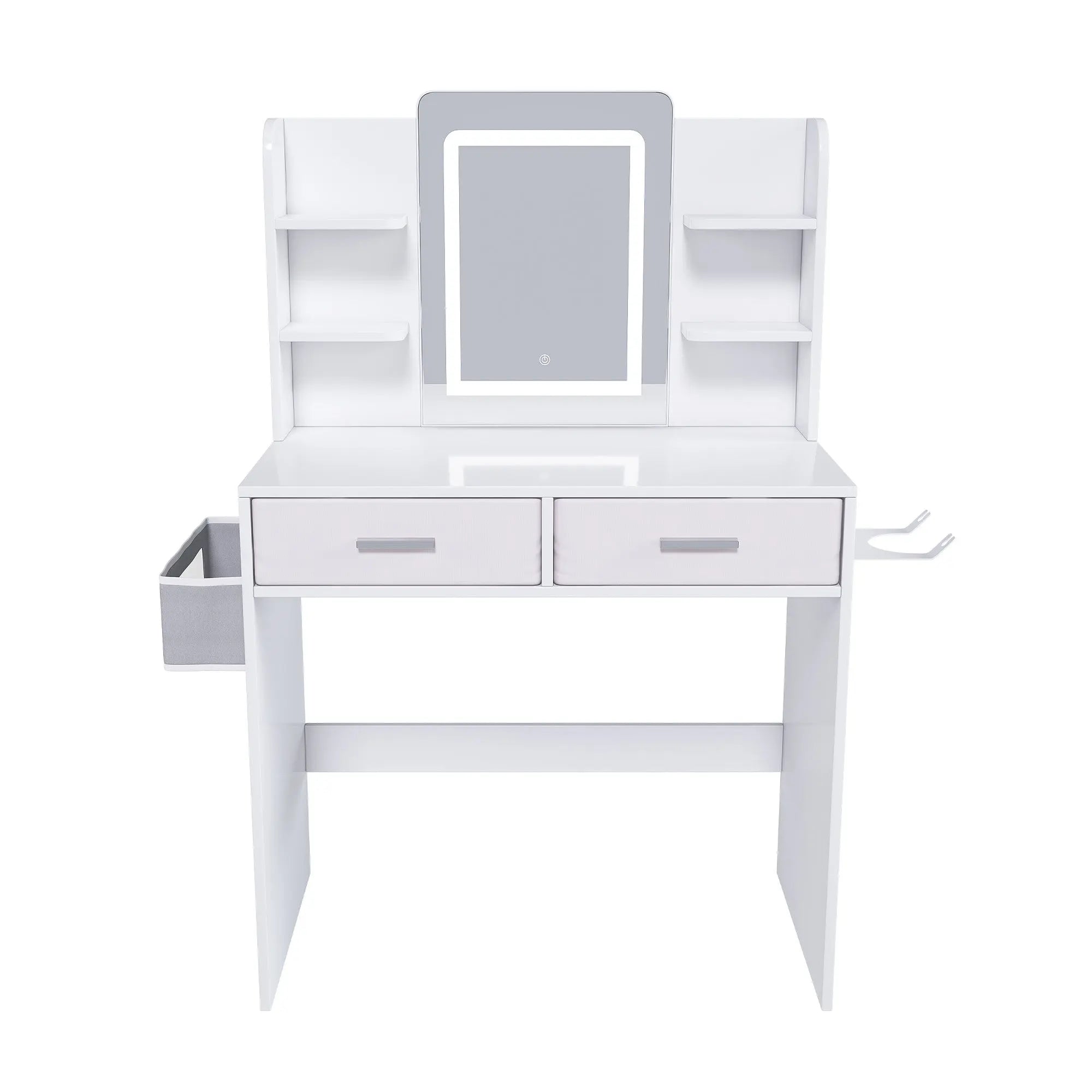 28" White Wood Mirrored Vanity Table Homeroots Living Room