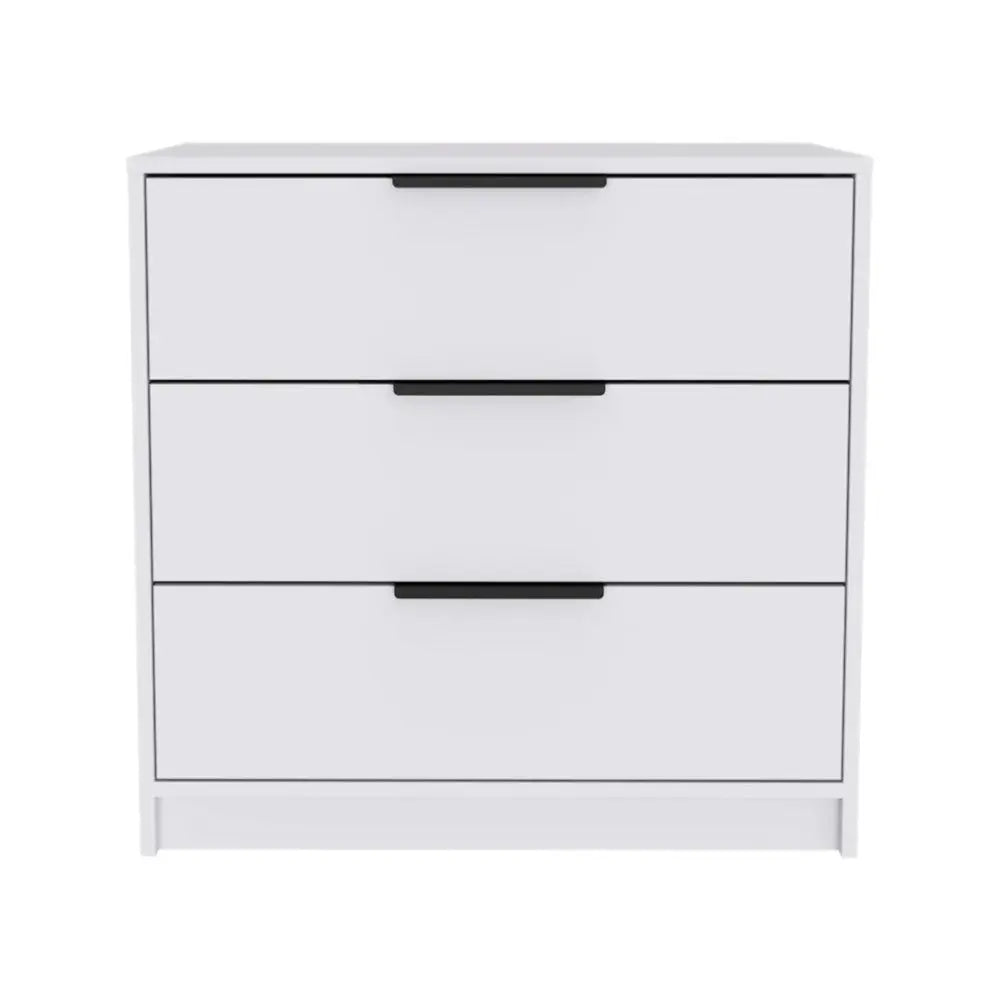 28" White Wood Three Drawer Dresser Homeroots Bed & Bath