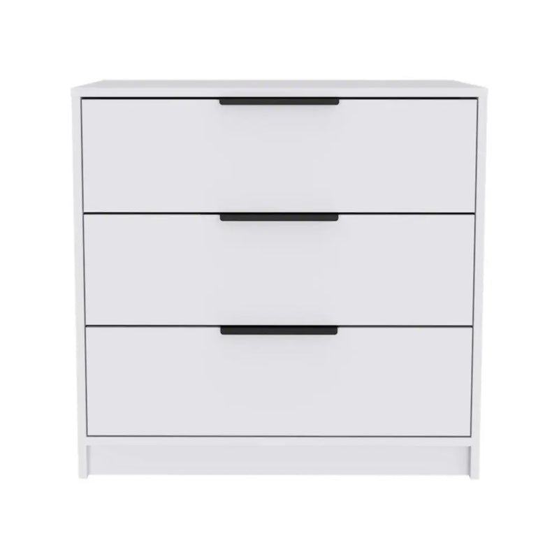 28" White Wood Three Drawer Dresser Homeroots Bed & Bath