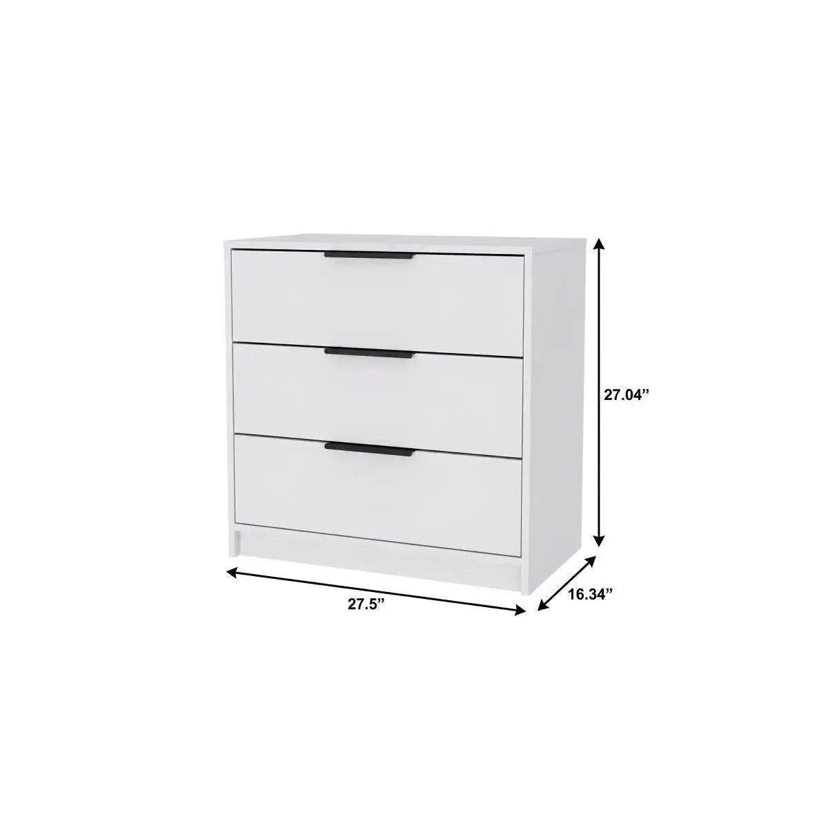 28" White Wood Three Drawer Dresser Homeroots Bed & Bath