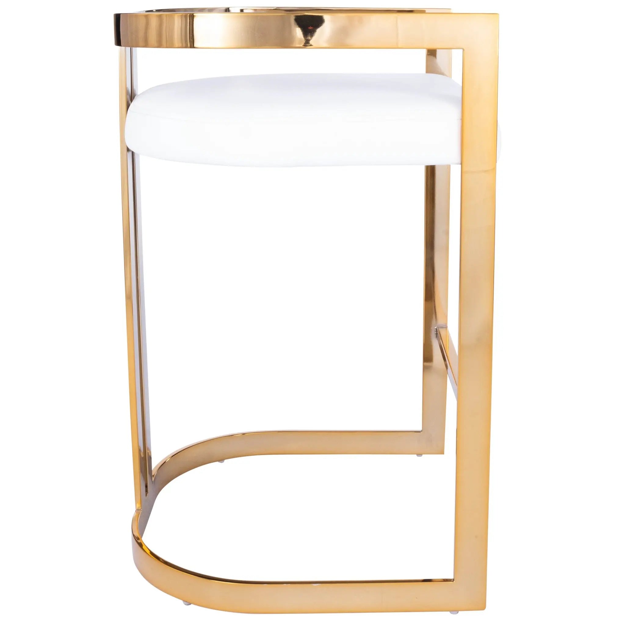 28" White and Gold Iron Low Back Counter Height Bar Chair Homeroots Living Room