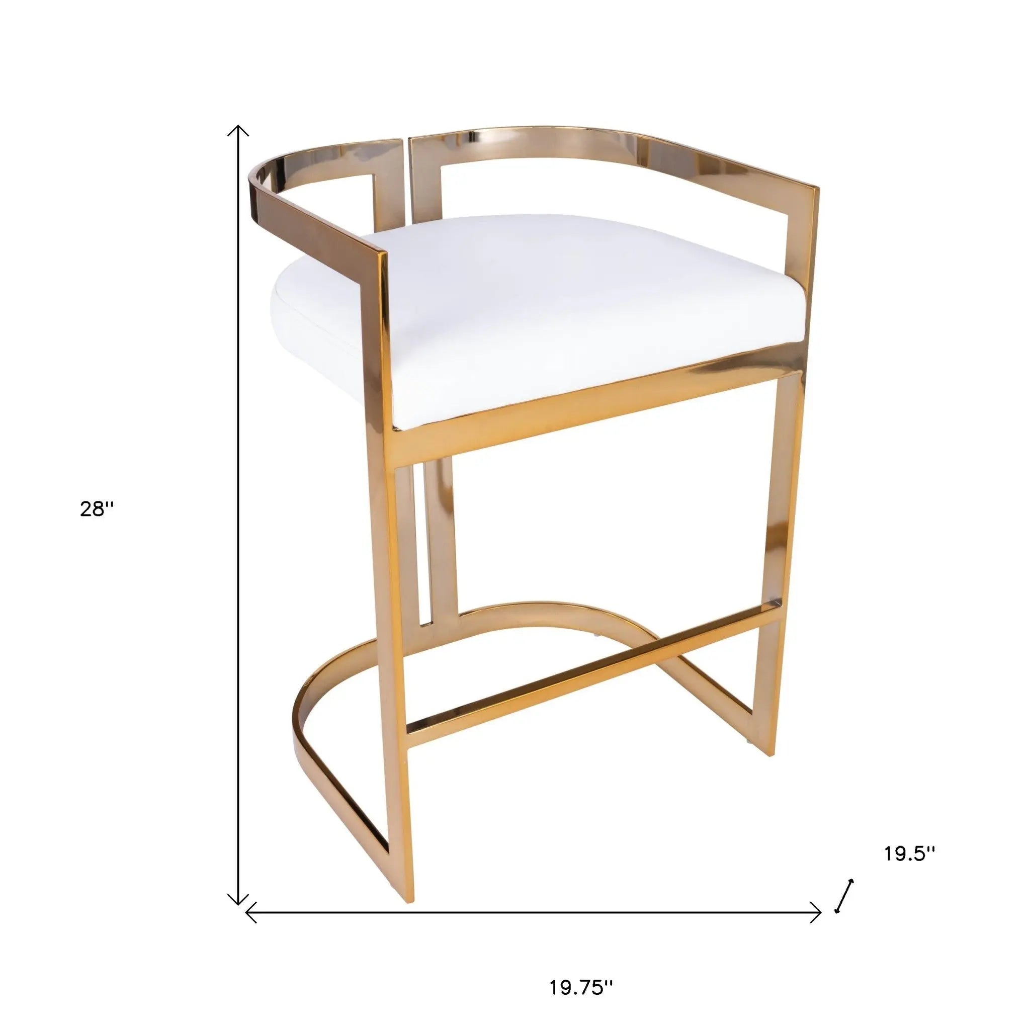 28" White and Gold Iron Low Back Counter Height Bar Chair Homeroots Living Room