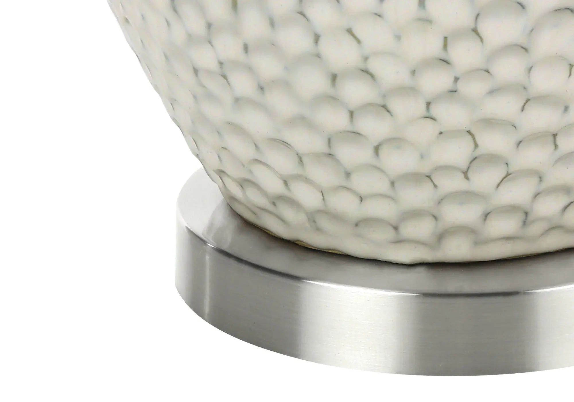 28" White and Silver Ceramic Round Table Lamp With Cream Drum Shade Homeroots Lighting