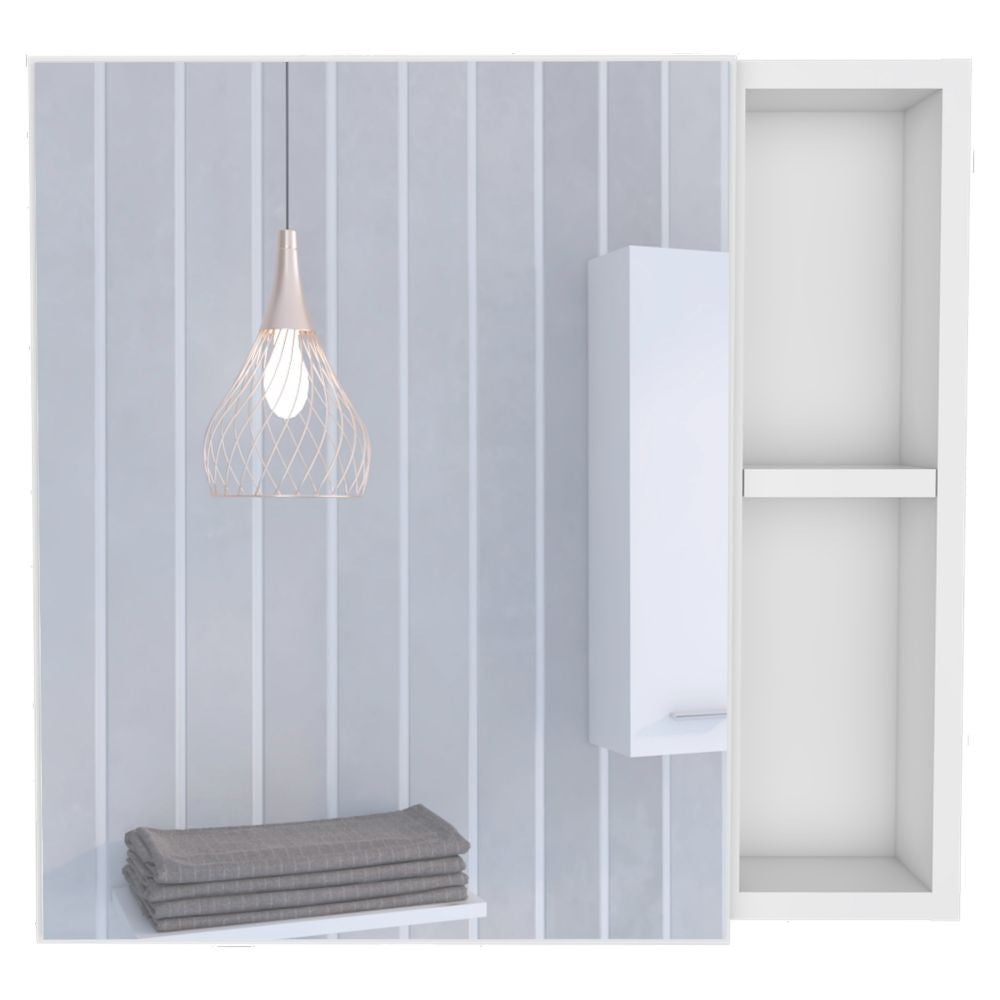 20" White Wood Freestanding Single Door Bathroom Vanity And Medicine Cabinet With Mirror - Bed & Bath