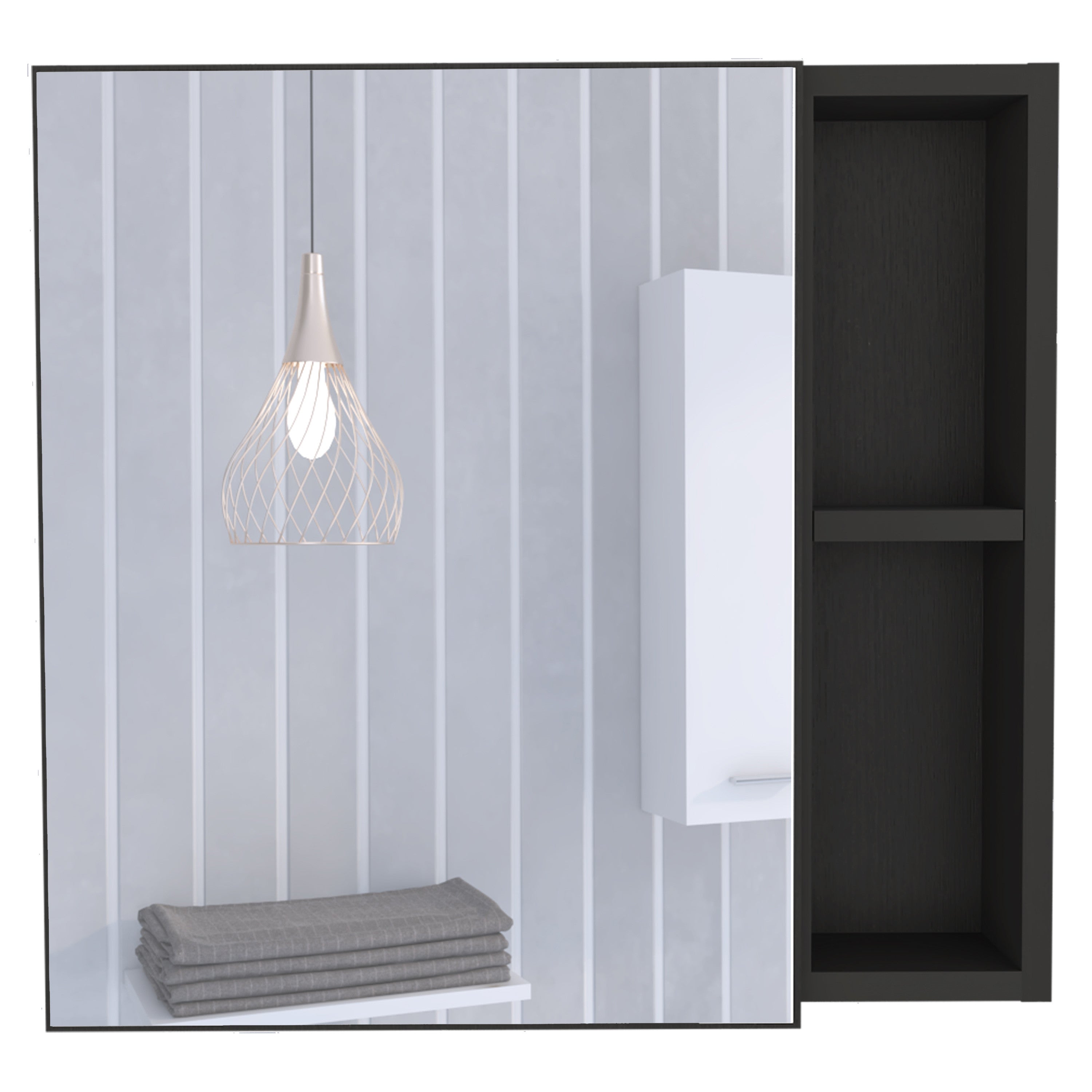 20" Black Wood Floating Single Door Bathroom Vanity And Medicine Cabinet With Mirror - Bed & Bath