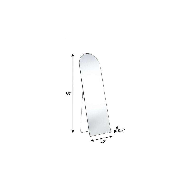 Arched standing mirror diagram, 63 in height and 20 in base width