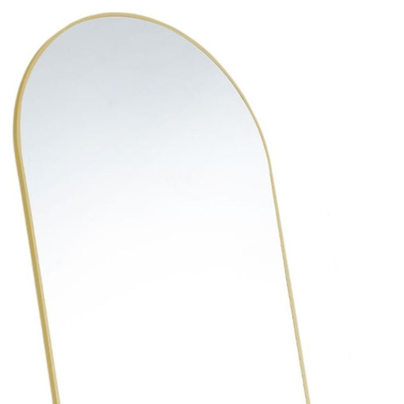 Gold arched mirror with smooth glass and thin metal border