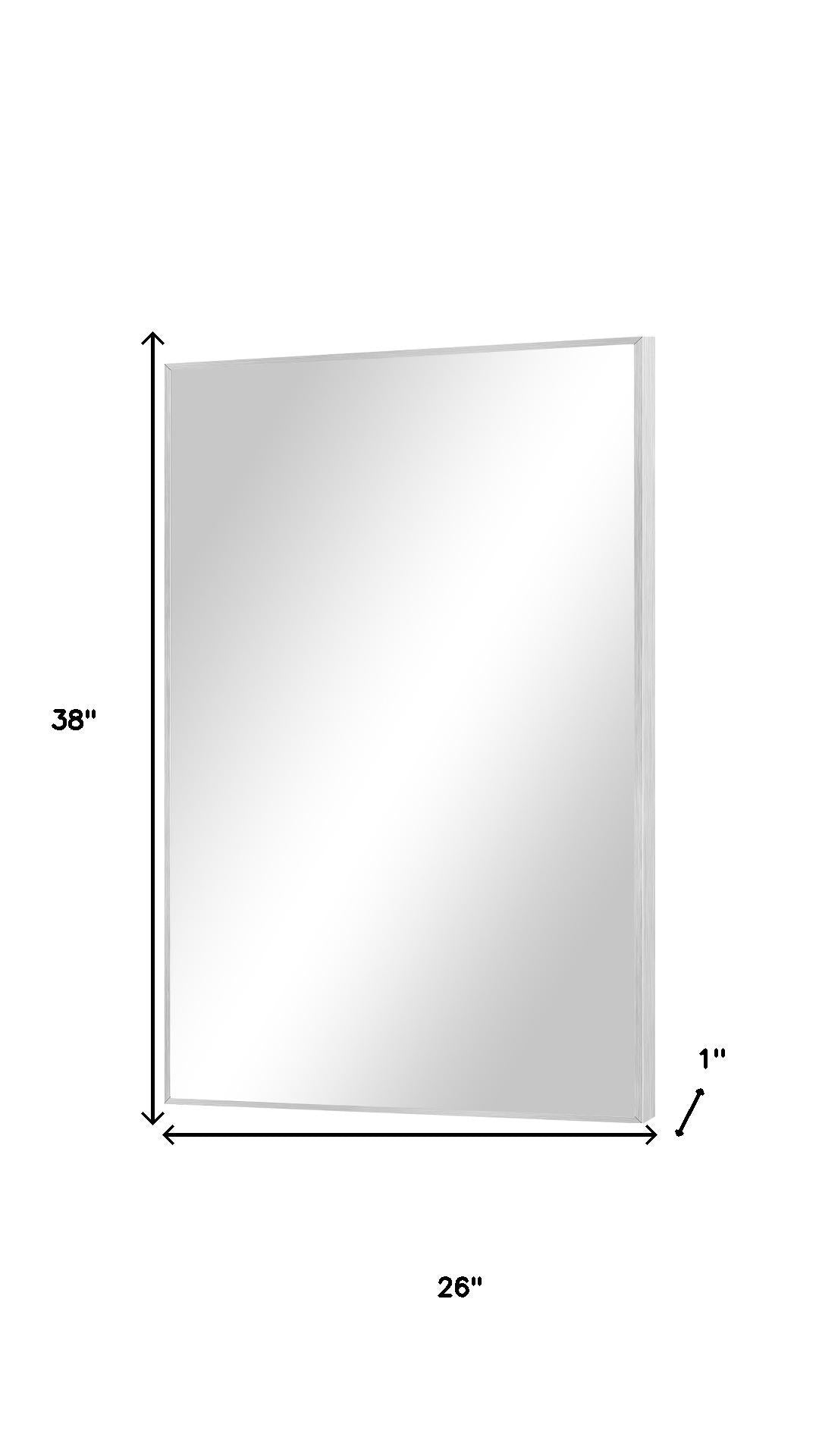 38" Silver Aluminum Framed Bathroom Vanity Mirror - Bed & Bath