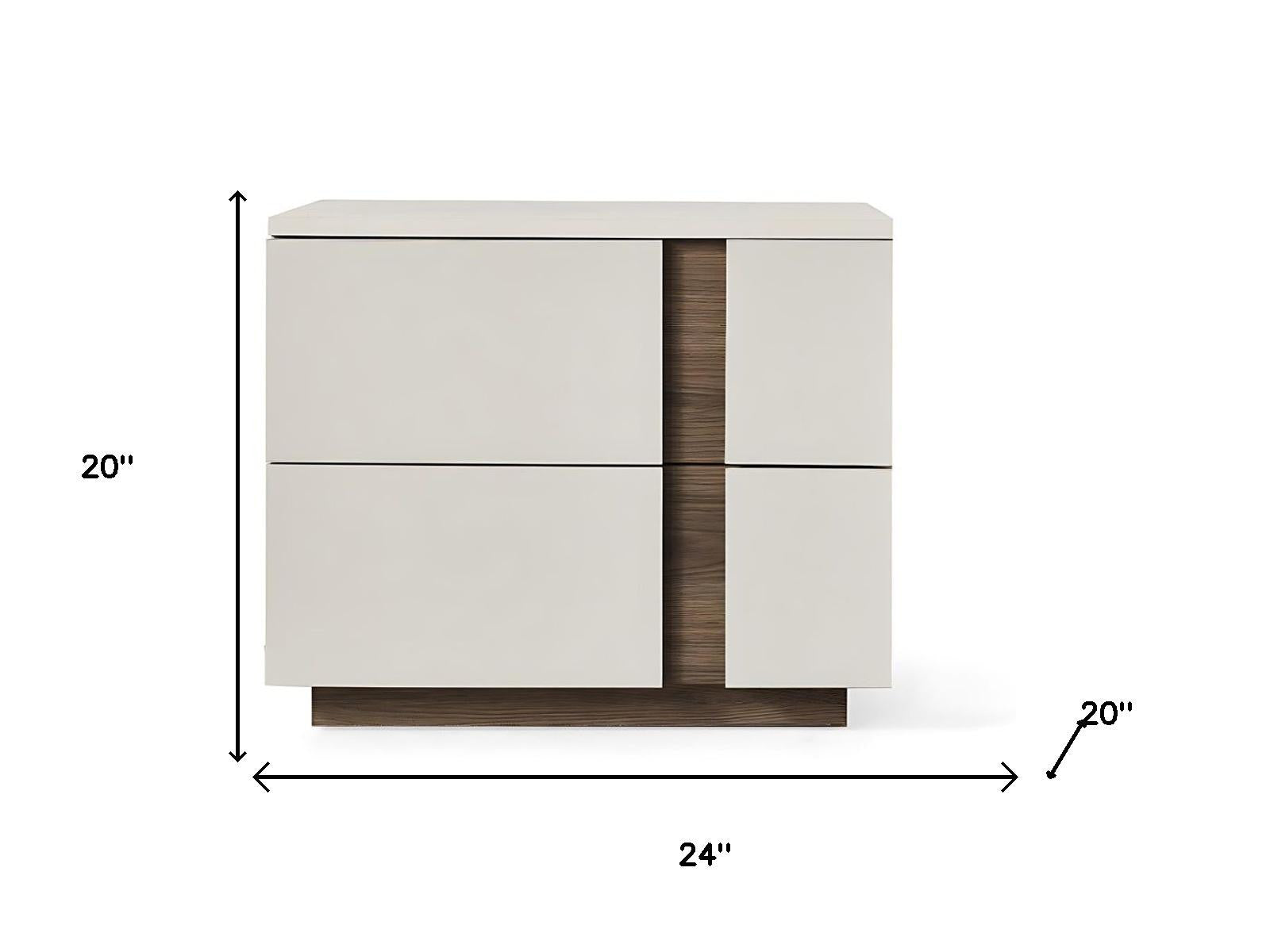 20" Light Gray Wood Two Drawer Nightstand - Bed & Bath