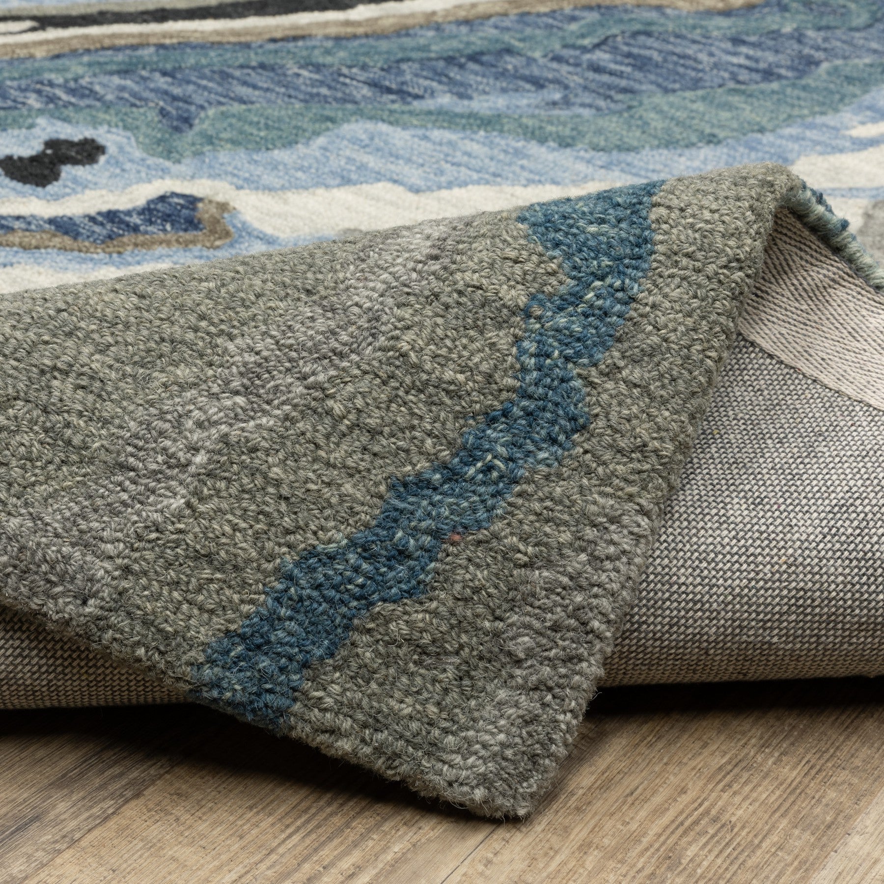 10' X 13' Blue And Teal Wool Abstract Hand Tufted Area Rug - Home & Garden
