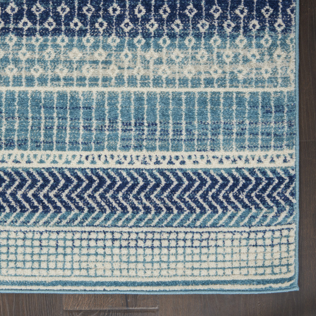 6' X 9' Navy Blue Geometric Power Loom Area Rug - Home & Garden