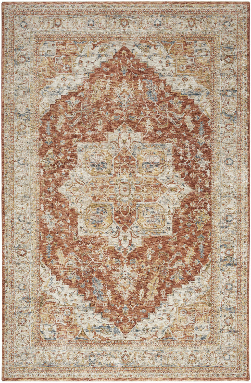 5' X 8' Ivory And Brown Floral Distressed Area Rug - Home & Garden