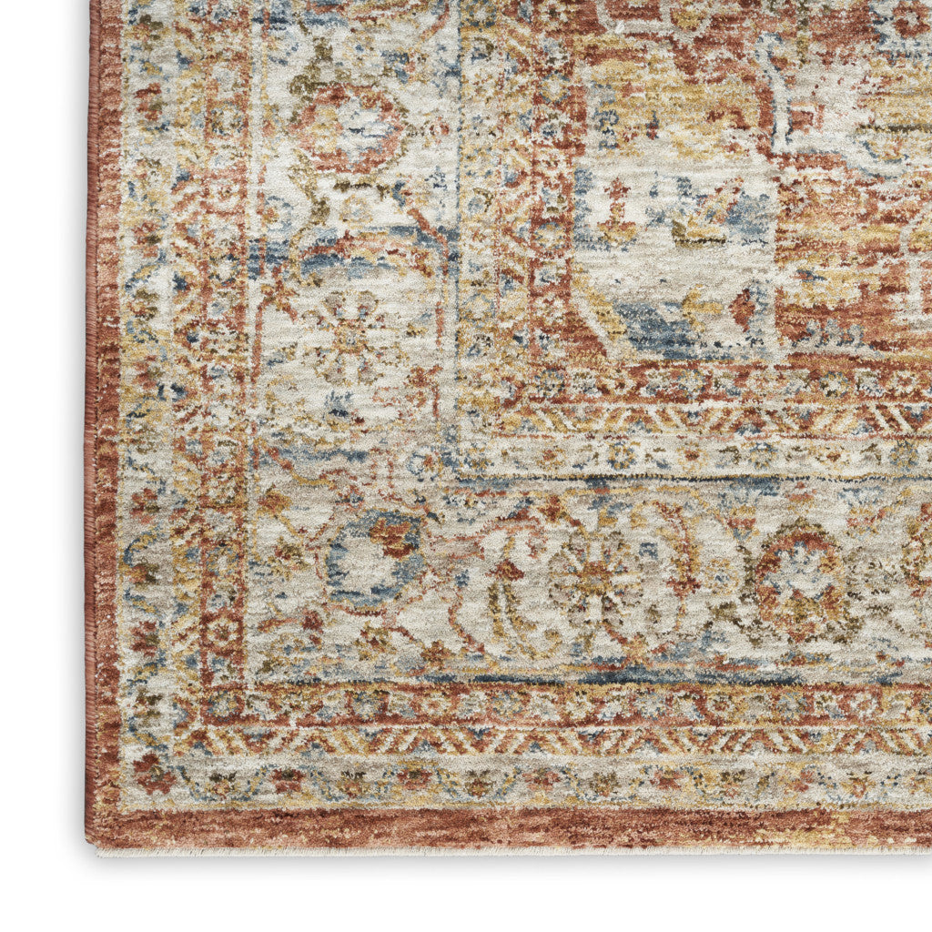 5' X 8' Ivory And Brown Floral Distressed Area Rug - Home & Garden