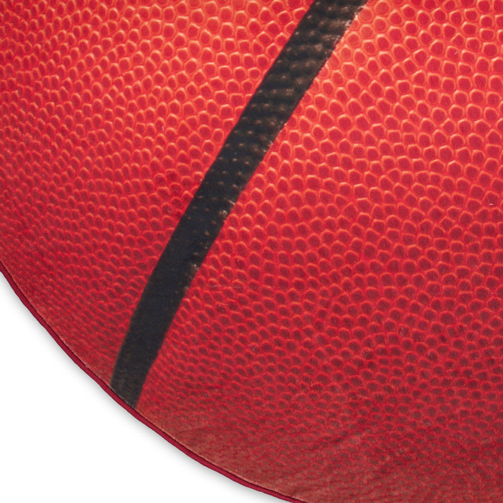 5' Black And Orange Basketball Youthful Washable Round Rug - Home & Garden