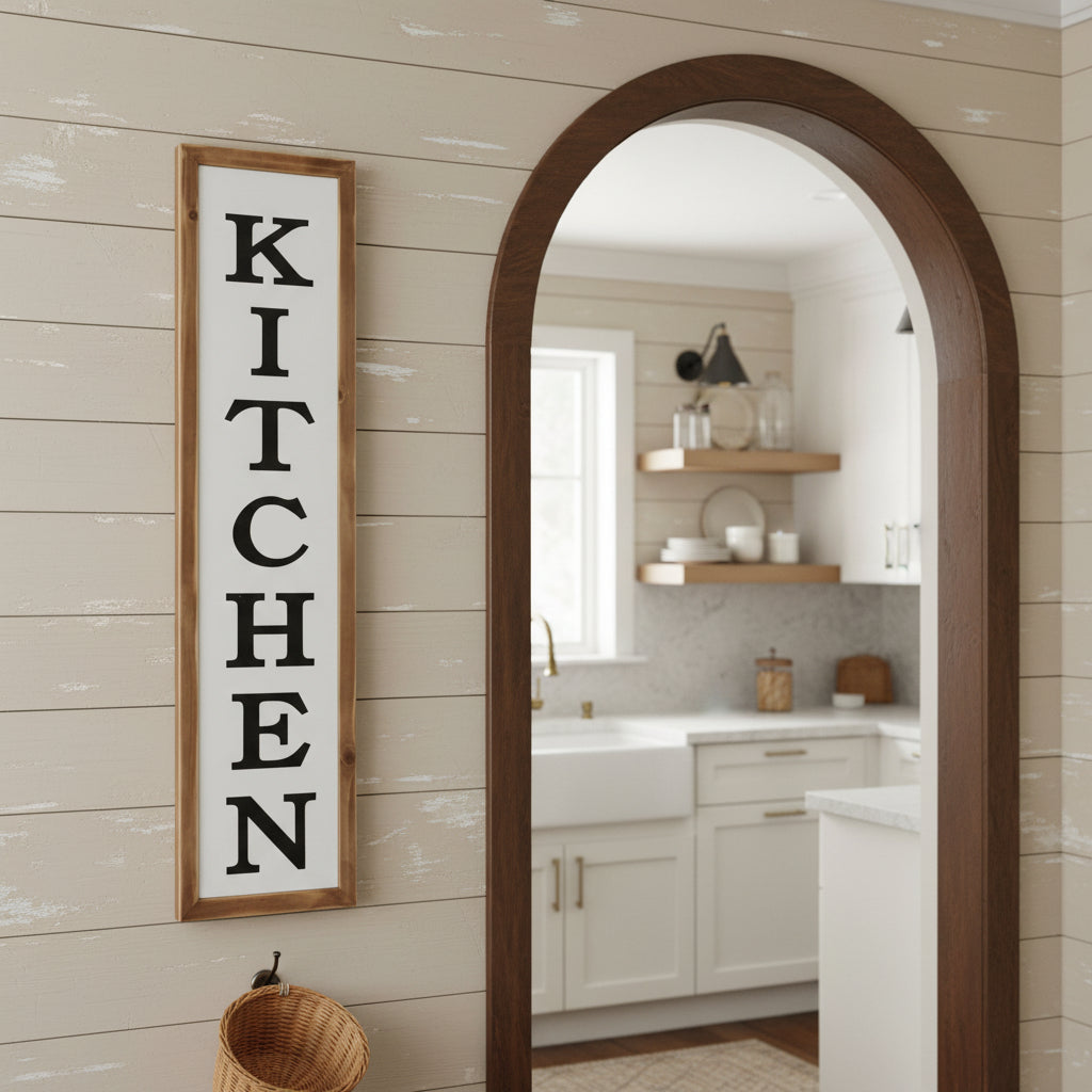 11" X 26" Black Brown And White Reversible Kitchen Wood Hanging Wall Decor - Home & Garden