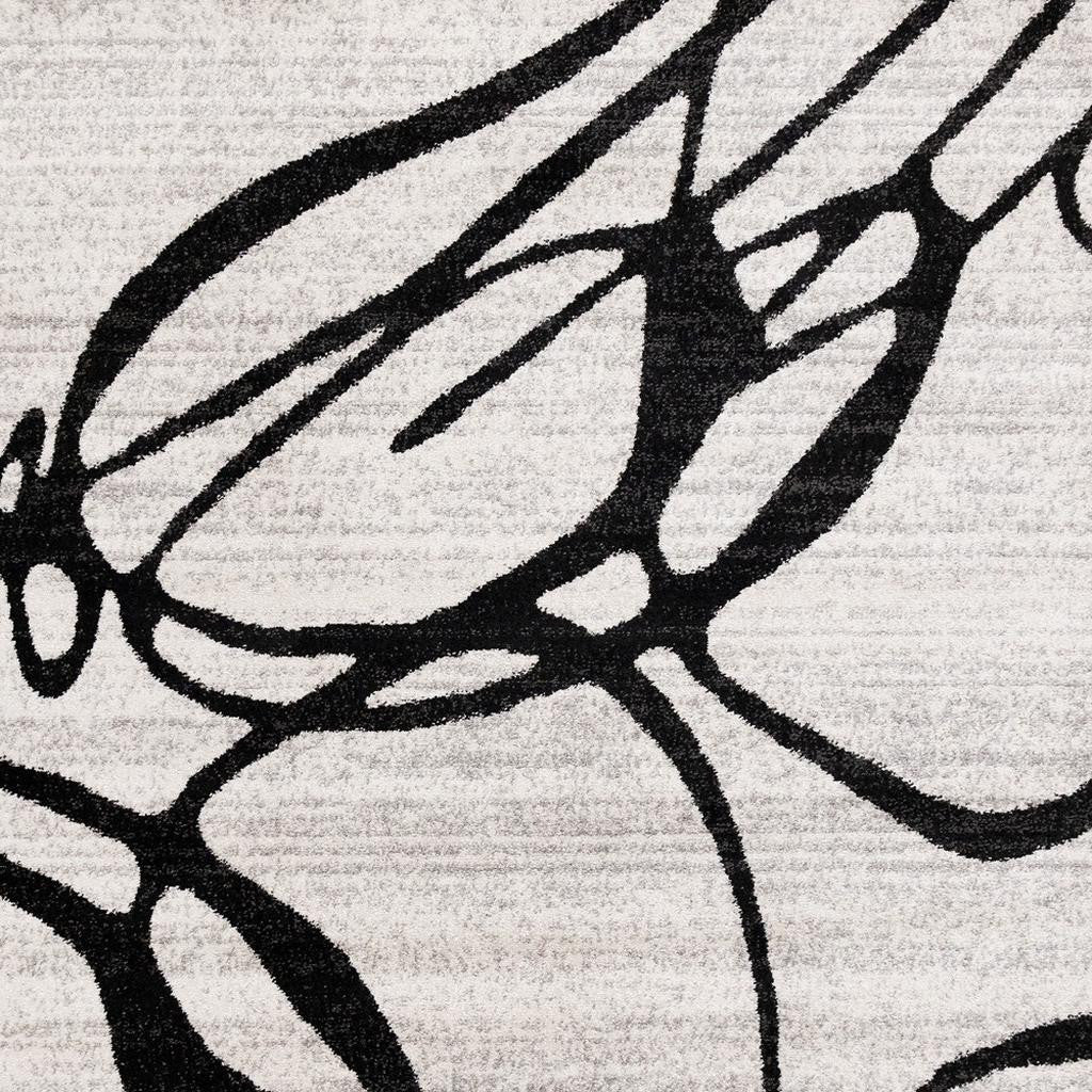 5' X 8' Black And Gray Abstract Area Rug - Home & Garden