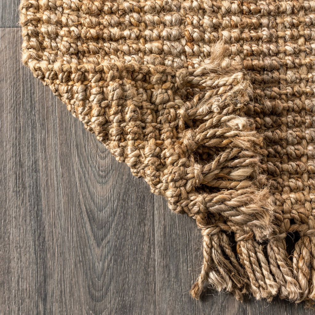 10' Natural Jute Handmade Runner Rug With Fringe - Home & Garden
